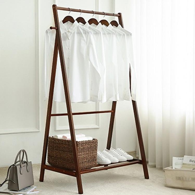 Wooden Clothes Rack Display Shelf